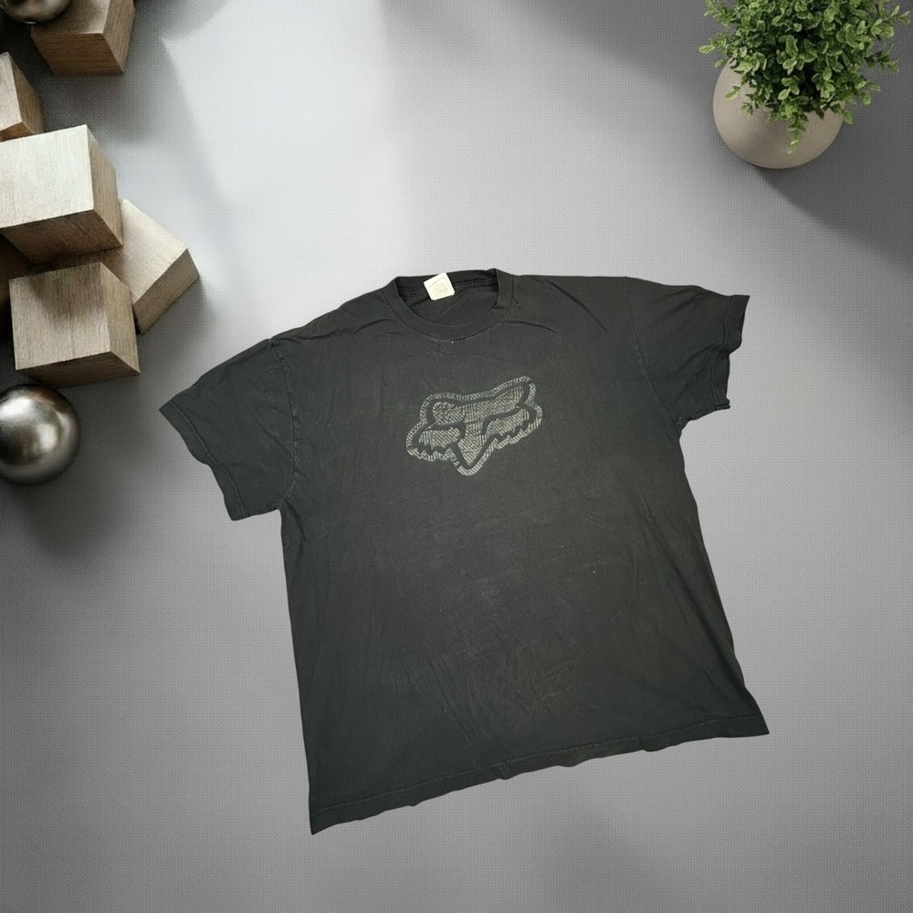 Vintage Fox Racing T Shirt XL Black Y2K Skater Grunge Boxy Logo Tee